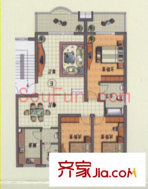 錦繡中星戶型圖3室2廳 戶型圖 3室2廳2衛(wèi)1廚