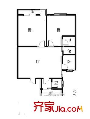 東漢公寓戶型圖3室1廳 戶型圖  3室1廳2衛(wèi)1廚