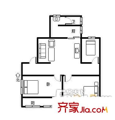東漢公寓戶型圖3室1廳 戶型圖  3室1廳1衛(wèi)1廚
