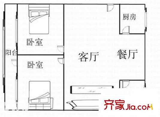 東屯渡移動(dòng)公司宿舍戶型圖2室2廳1衛(wèi)1廚  戶型圖 2室2廳1衛(wèi)1廚