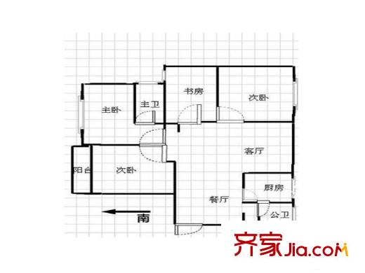 鴻運花苑戶型圖4室2廳  戶型圖 4室2廳2衛(wèi)1廚
