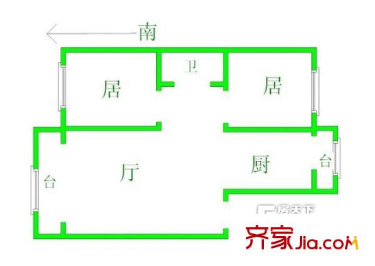 長勘設(shè)計院宿舍戶型圖2室1廳 戶型圖 2室1廳1衛(wèi)1廚