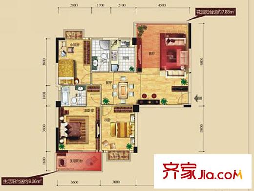 瑞都華庭戶型圖悠客尊品戶型 2室2廳2衛(wèi)
