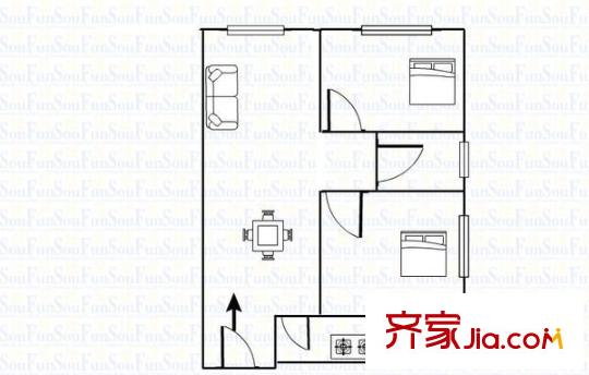 城市森林戶型圖2室2廳1衛(wèi)1廚  戶型圖 2室2廳1衛(wèi)1廚