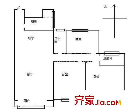 城市森林戶型圖3室2廳1衛(wèi)1廚 戶型圖 3室2廳1衛(wèi)1廚