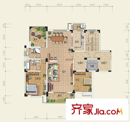 紅墅灣戶型圖L5戶型五層 2室2廳2衛(wèi)1廚