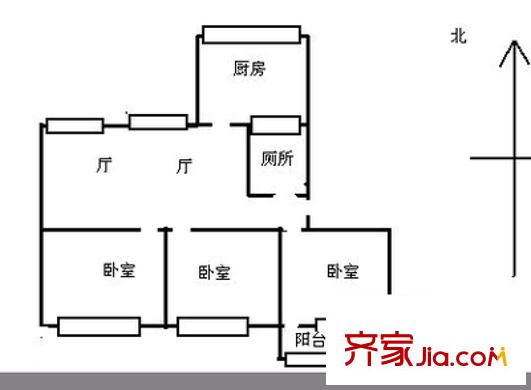 妹子山戶型圖3室1廳 戶型圖 3室1廳1衛(wèi)1廚