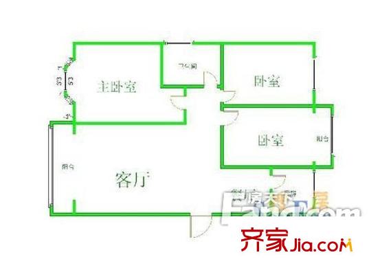 林業(yè)廳單位房戶型圖3室2廳 戶型圖 3室2廳1衛(wèi)1廚