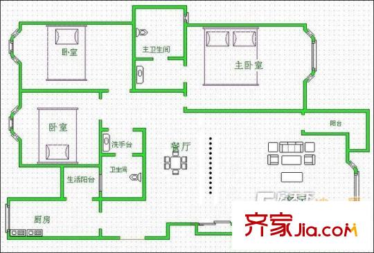 獅子山社區(qū)戶型圖3室2廳2衛(wèi)1廚 戶型圖 3室2廳2衛(wèi)1廚