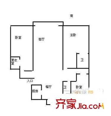 風(fēng)尚國(guó)際戶型圖3室2廳 戶型圖 3室2廳2衛(wèi)1廚