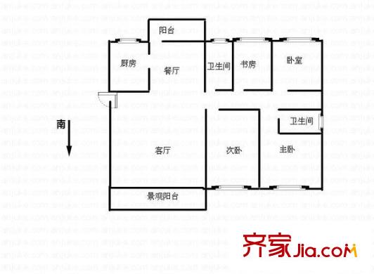 靜園山莊戶型圖4室2廳2衛(wèi)1廚  戶型圖 4室2廳2衛(wèi)1廚