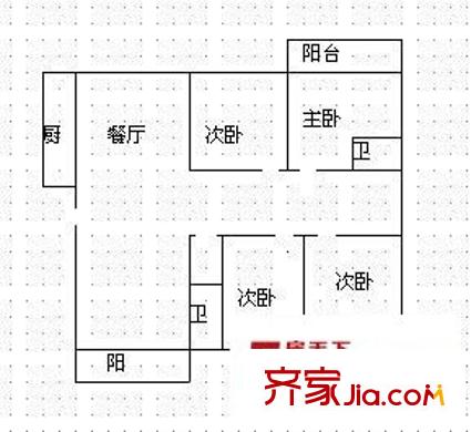 靜園山莊戶型圖4室2廳2衛(wèi)1廚  戶型圖 4室2廳2衛(wèi)1廚