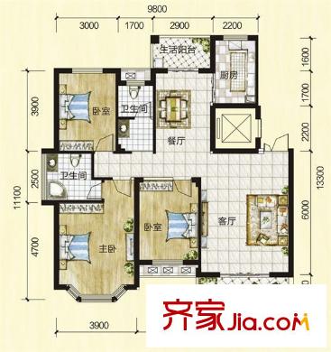 航發(fā)錦繡家園戶型圖5室3廳 戶型圖 5室3廳2衛(wèi)1廚