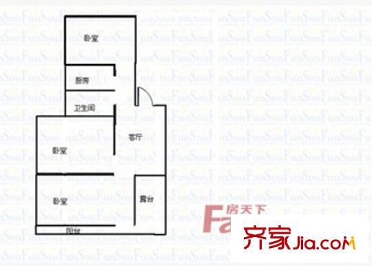 凌霄社區(qū)戶型圖3室1廳 戶型圖 3室1廳1衛(wèi)1廚