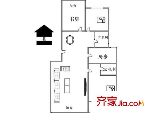 鑫天花園戶型圖3室2廳2衛(wèi)1廚  戶型圖 3室2廳2衛(wèi)1廚