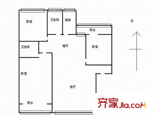 鑫天花園戶型圖3室2廳2衛(wèi)1廚  戶型圖 3室2廳2衛(wèi)1廚