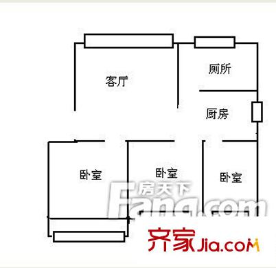 長沙二十一中宿舍戶型圖3室1廳 戶型圖 3室1廳1衛(wèi)1廚