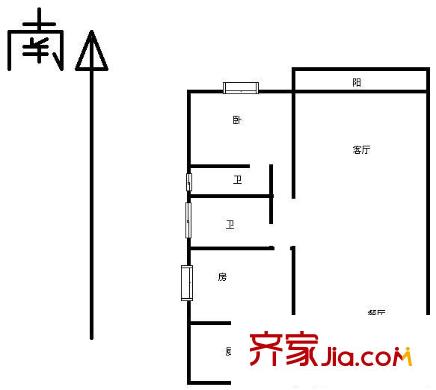 林業(yè)廳單位房戶型圖2室2廳 戶型圖  2室2廳2衛(wèi)1廚