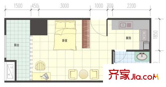 QQ生活館戶型圖1室1廳1衛(wèi)1廚 戶型圖 1室1廳1衛(wèi)1廚