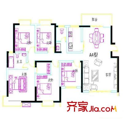 鴻銘中心南苑戶型圖5室2廳3衛(wèi)1廚 戶型圖 5室2廳3衛(wèi)1廚