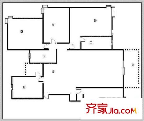 獅子山社區(qū)戶型圖4室2廳1衛(wèi)1廚 戶型圖 4室2廳1衛(wèi)1廚