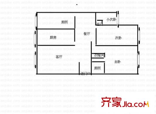 輕工業(yè)部長沙設計院宿舍戶型圖2室1廳 戶型圖 2室1廳2衛(wèi)1廚