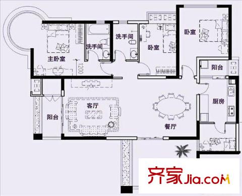 風(fēng)尚國(guó)際戶型圖3室2廳 戶型圖 3室2廳2衛(wèi)1廚