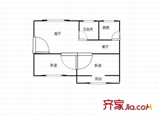 環(huán)達公寓戶型圖兩室兩廳一廚一衛(wèi) 2室2廳1衛(wèi)1廚