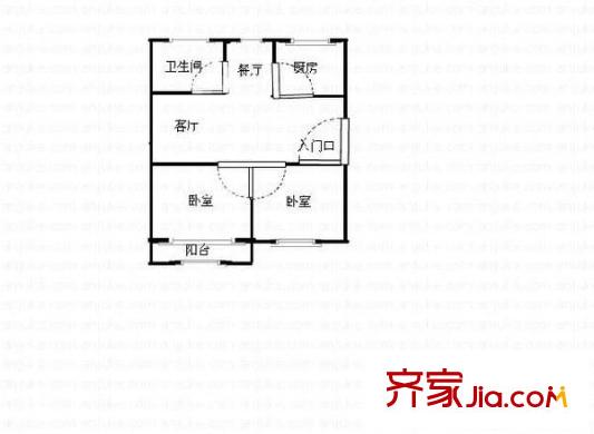環(huán)達公寓戶型圖兩室兩廳一廚一衛(wèi) 2室2廳1衛(wèi)1廚