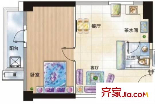 新青年公寓戶型圖1室1廳1衛(wèi)1廚  戶型圖 1室1廳1衛(wèi)1廚