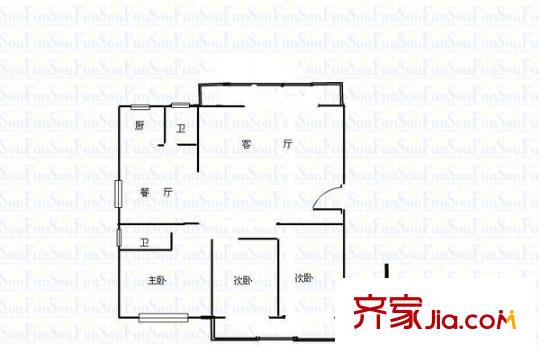 新點(diǎn)苑戶型圖3室2廳2衛(wèi)1廚  戶型圖 3室2廳2衛(wèi)1廚