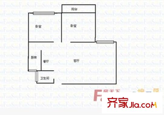 凌霄社區(qū)戶型圖2室2廳 戶型圖 2室2廳1衛(wèi)1廚