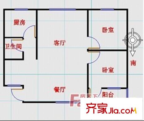 凌霄社區(qū)戶型圖2室2廳 戶型圖 2室2廳1衛(wèi)1廚