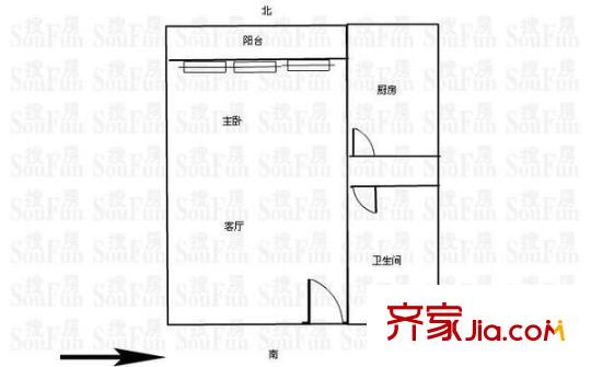 天倫公寓戶型圖1室1廳1衛(wèi)1廚  戶型圖 1室1廳1衛(wèi)1廚