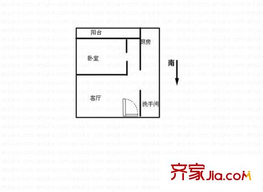 天倫公寓戶型圖1室1廳1衛(wèi)1廚  戶型圖 1室1廳1衛(wèi)1廚