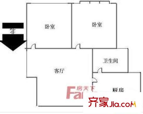 長沙二十一中宿舍戶型圖2室1廳 戶型圖 2室1廳1衛(wèi)1廚
