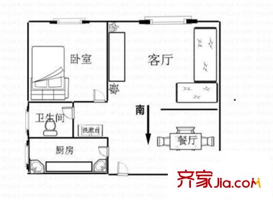 都市晨光戶型圖1室1廳1衛(wèi)1廚  戶型圖 1室1廳1衛(wèi)1廚