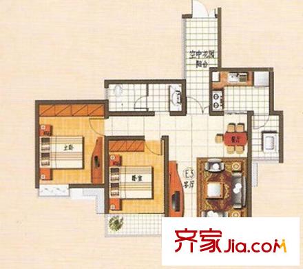水映青山戶型圖2室2廳 戶型圖 2室2廳2衛(wèi)1廚