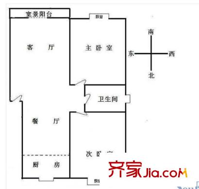 水映青山 2室2廳1廚1衛(wèi)  戶型圖
