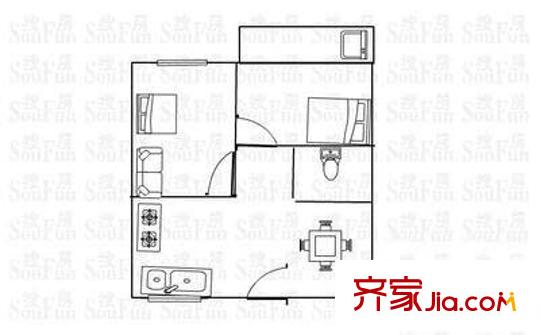 景江東方戶型圖2室2廳1衛(wèi)1廚 戶型圖 2室2廳1衛(wèi)1廚