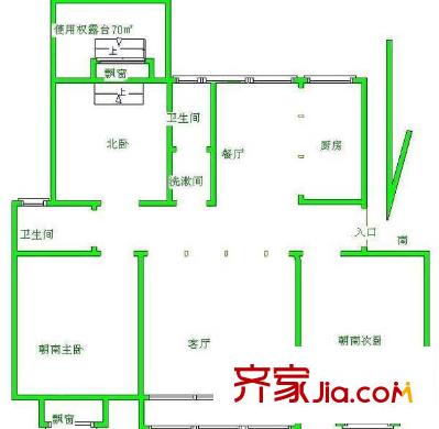 景江東方戶型圖3室2廳2衛(wèi)1廚  戶型圖 3室2廳2衛(wèi)1廚