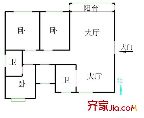 大為時(shí)代家園戶型圖3室2廳 戶型圖 3室2廳2衛(wèi)1廚
