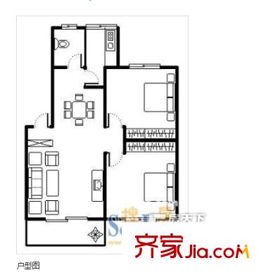 長(zhǎng)房東方人家戶型圖2室2廳1衛(wèi)1廚 戶型圖 2室2廳1衛(wèi)1廚