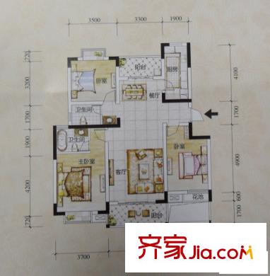 長(zhǎng)房東方人家戶型圖P1戶型 3室2廳2衛(wèi)