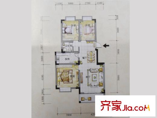 長房東方人家戶型圖L戶型 3室2廳1衛(wèi)