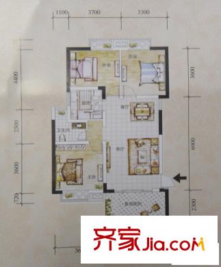 長(zhǎng)房東方人家戶型圖G1戶型 3室2廳1衛(wèi)