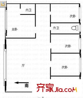 城市花園戶型圖3室1廳1衛(wèi)1廚  戶型圖 3室1廳1衛(wèi)1廚