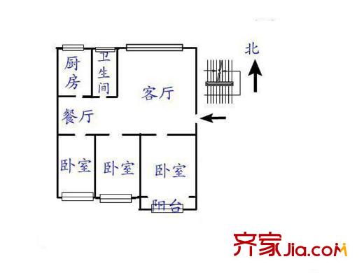 長(zhǎng)沙市外運(yùn)宿舍戶型圖3室2廳  戶型圖 3室2廳1衛(wèi)1廚