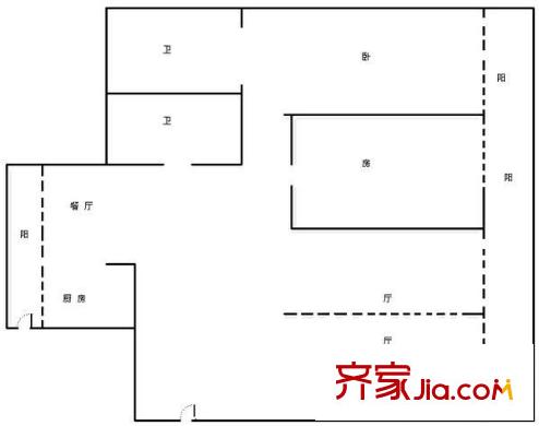 鑫源公寓戶型圖2室2廳2衛(wèi)1廚  戶型圖 2室2廳2衛(wèi)1廚