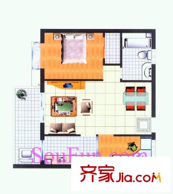 都市先鋒戶型圖2室2廳1衛(wèi)1廚